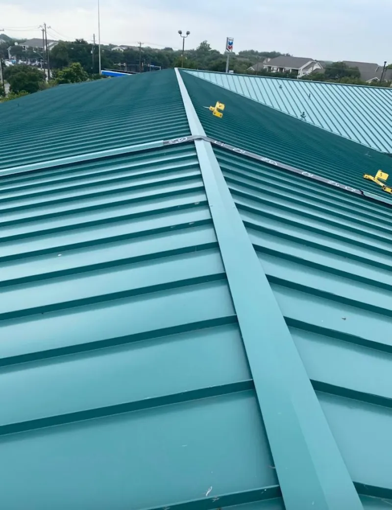 Green commercial metal roof ridge and valley for Metal Roof Repair in El Mirage